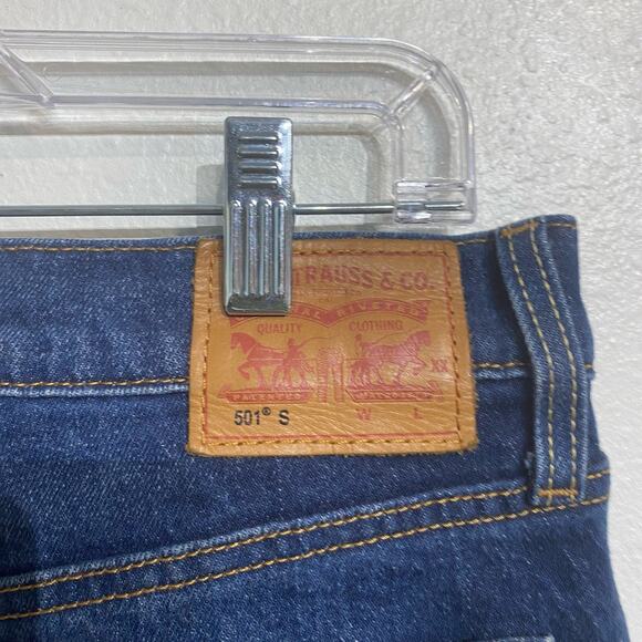 Levi's 501 Blue Raw Hem Skinny Jeans Sz 31 - Picture 8 of 12